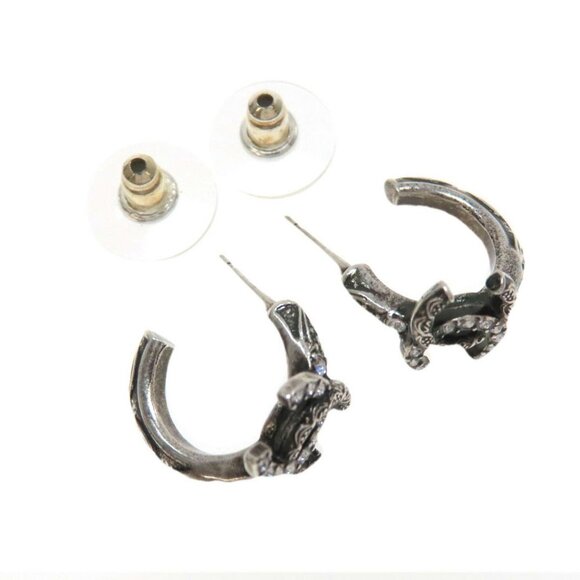 CHANEL Silver Logo Earrings - Picture 4 of 7